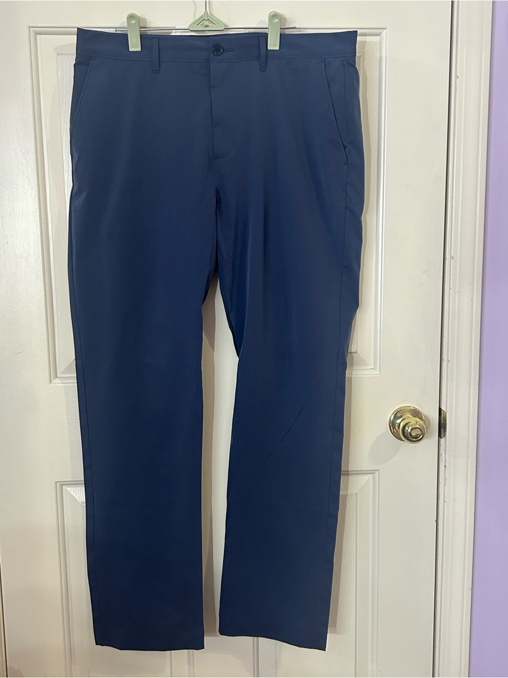 J.Crew Flex Straight Fit Tech Pants Mens 34x32 Blue Stretch Chino EUC - Picture 2 of 8